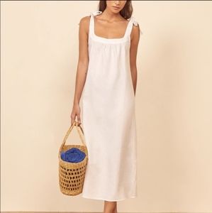 Reformation Bronte White Linen Maxi Dress Medium